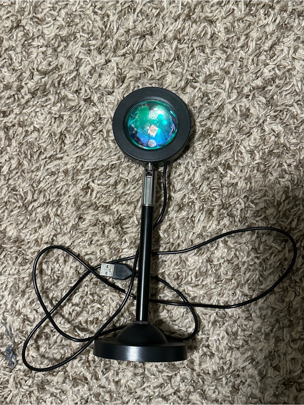 LED USB Desk Lamp with Colorful Projector Light - Black
